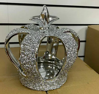 Buy New Bling Crushed Diamond Silver Sparkly Crown Shelf Sitter Ornament • 28.41£
