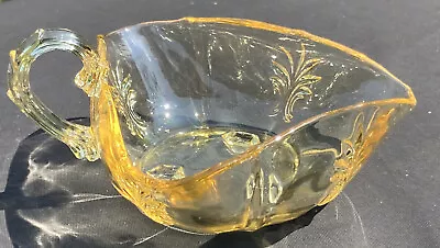 Buy Vtg Elegant Glassware Fostoria Baroque Topaz Yellow Handled 3-Foot Nappy Bowl 5  • 7.54£
