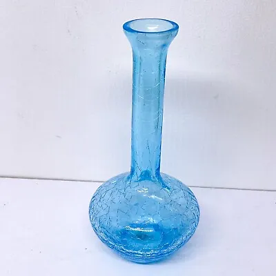 Buy Toyo Aqua Blue Crackle Glass Flower Vase 20 Cm - Home Decor Table Centrepiece • 12.99£