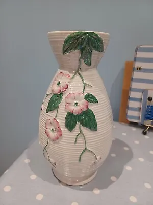 Buy Vintage Art Deco Maling Ribbed Lustre Apple Blossom Vase 23.5cm • 10£