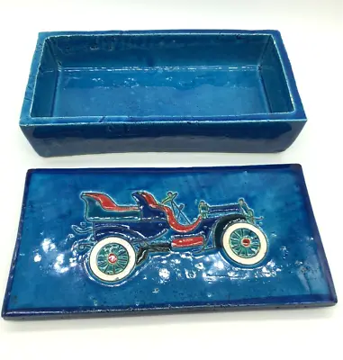 Buy Italy 1960’s Aldo Londi Bitossi Rosenthal Netter Antique Car Blue Ceramic Box • 715.24£
