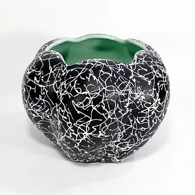 Buy Vintage Mid Century Diana Pottery Black Green & White Vase Australian MCM Signed • 47.14£