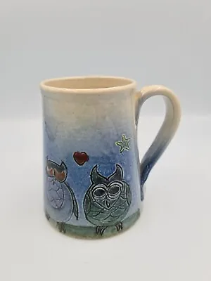 Buy Earthenware Pottery Owl Mug By Yvonne Halton Sgraffito Decoration Marked Unused. • 10£