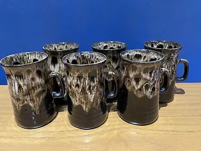 Buy Matching Set Of X 6 Studio Pottery Hand-thrown Honeycomb Glazed Mugs Cups • 30£