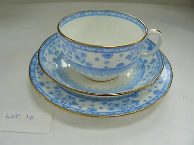 Buy Antique Minton Blue & White Trio: Cup/saucer/plate Floral & Fan Design C19th #10 • 32.99£