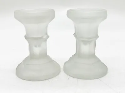 Buy Vintage Pressed Glass Candlestick Holders Opaque Short Design • 22.99£