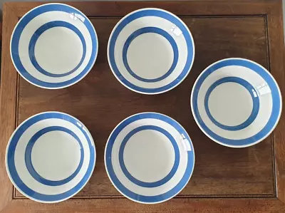 Buy 5x Vintage Blue And White Striped Staffordshire Chef Ware Bowls • 10£