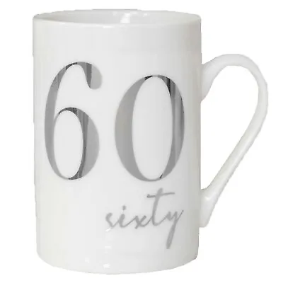 Buy White Bone China Mug With Silver Foil Number - Choose Birthday Age • 8.99£