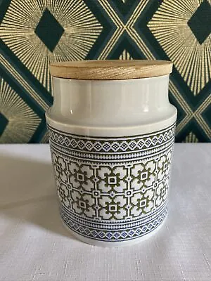 Buy Vintage Hornsea Tapestry 6” Storage Jar, White & Navy Pattern • 7.99£