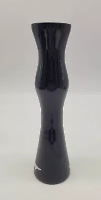 Buy MCM Style Black Amethyst Cased Clear Art Glass Vase  10” Tall Wavy Sleek Unique  • 22.76£