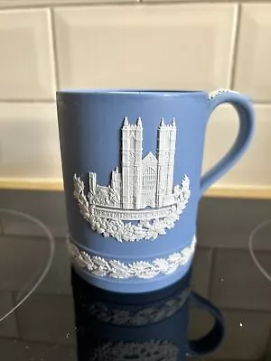 Buy Wedgwood Blue Jasper Ware Westminster Abbey 1977 Christmas Mug 4.75 Inch Tall • 6£