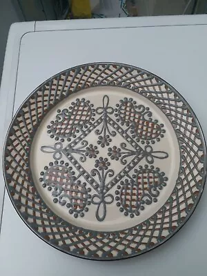 Buy Alsager Studio Pottery Slipware ~ Forget Me Not ~ Lattice Plate - Anne Rodgers • 44.99£
