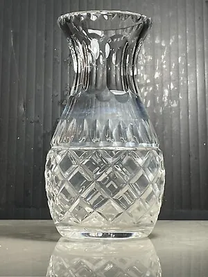 Buy Vintage Irish Galway, Cross-hatched & Long Panelled Neck Crystal Glass Vase • 16.99£