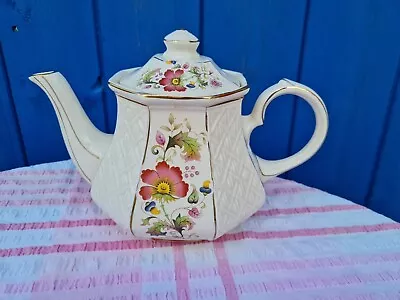 Buy Vintage Sadler England Hexagonal Basket Weave Floral  Teapot 2 Pint • 14.99£