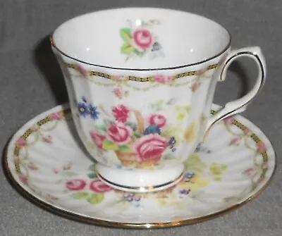 Buy DUCHESS Fine Bone China FLOWER BASKET MOTIF Cup And Saucer MADE IN ENGLAND • 19.29£