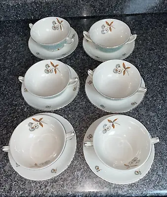 Buy Beautiful Vintage Soup Bowls And Plates 6 In Set Maddock Thistledown 6276 Rare • 39.99£