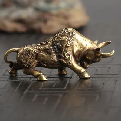 Buy Brass Bull Ornament Figurine Miniature Statue Animal Display Home/Table Decor • 4.04£