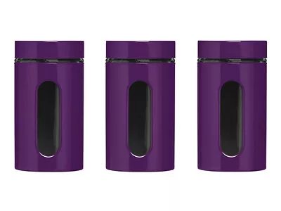 Buy Set Of 3 Tea Coffee Sugar Canisters Kitchen Storage Pots Jars Glass Window 1000m • 17.95£