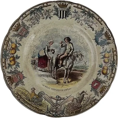 Buy Antique French Sarreguemines Plate La Bolee Costumes De Lenrick Types Breton • 21.61£