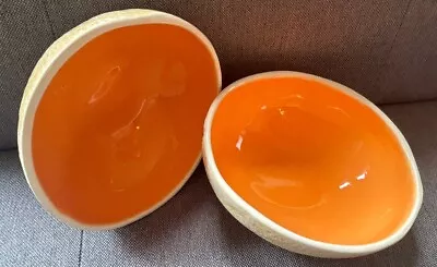 Buy Mid Century Vintage Half Cantaloupe Ceramic Bowl Set 2 Realistic No Chips • 25.61£