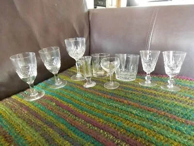 Buy Mixed Type & Crystal Cut Glass Mixed Set Of 9 Glasses,wine/sherry & Tumblers Vgc • 14£
