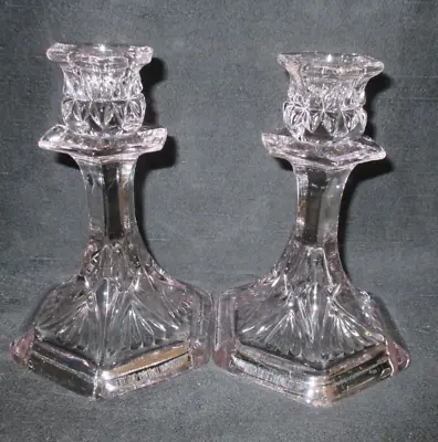 Buy VINTAGE Pair (2) Glass Candle Holders. 6  • 9.99£