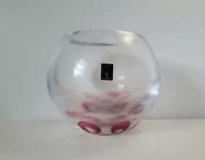 Buy Langham Glass Cosmos Heavy Bowl Vase Pink Bubbles With Label • 24.99£