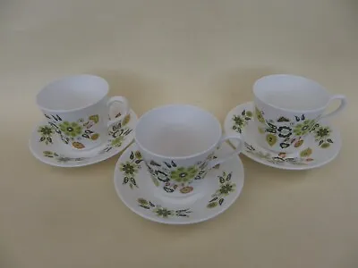 Buy Queen Anne Vintage Bone China  Parisienne  Cups & Saucers Set Of 3. • 19.99£