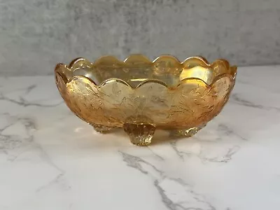 Buy Floragold Louisa Pattern Jeannette Glass Small Oval Footed Iridescent Candy Bowl • 18.85£