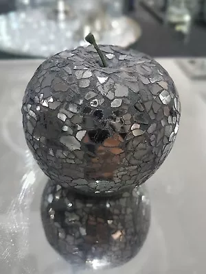 Buy Beautiful Black Mosaic Crackle Glass Apple Ornament, Fruit Table Decor • 8.95£