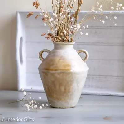 Buy Small Vase - Artisan Crafted Natural Stoneware Flower Vase Or Urn Beige Hues  • 28.50£