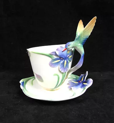 Buy Vintage Franz Porcelain Hummingbird & Iris Cup & Saucer Set (FZ00129) • 107£