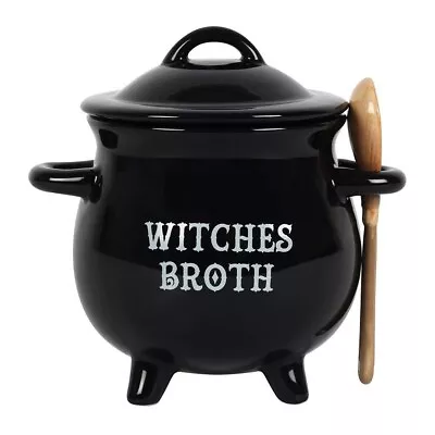 Buy Witches Broth Cauldron Shaped Soup Bowl With Broom Spoon And Lid • 13.49£
