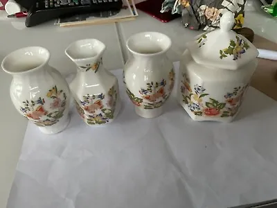 Buy Aynsley Fine Bone China Cottage Garden Pair Bud Vases,Trinket Box, Bud Vase X 4 • 10£