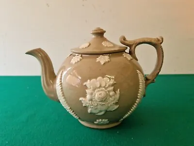Buy Antique Green & White Derbyshire Pottery Salt Glazed Tea Pot ?? • 11.99£