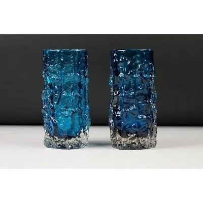 Buy Two Whitefriars Textured Bark Glass Vase, Model 9689 • 250£