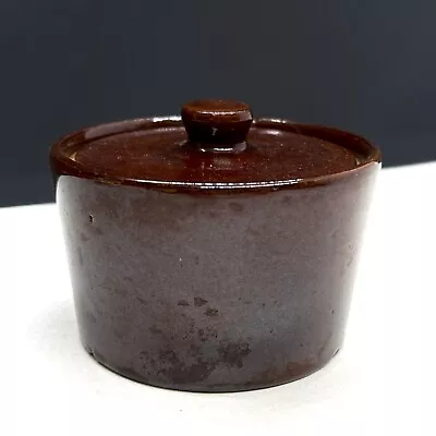 Buy Vintage Moira Farmhouse Stoneware Jar With Lid. Brown Glazing • 9.99£