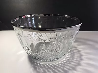 Buy Vint Cut Glass Vintage Bowl Silver Rim Stamped England On Silver Floral Design • 16.62£