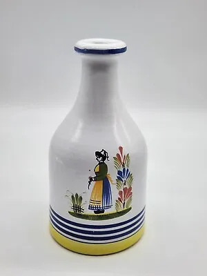 Buy Vintage Mid Century Italian Pottery Bottle Vase In The Quimper Breton Woman • 18.97£