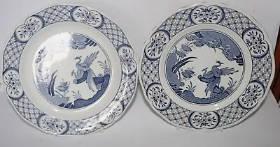 Buy 2 X  OLD CHELSEA 9  LUNCHEON PLATES - FURNIVALS - BLUE & WHITE  - • 8.99£