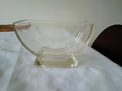 Buy  Sowerby Half Moon Footed Glass Mantle Vase. Pressed Glass. Chips To Base  • 3.20£