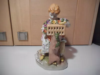 Buy Antique Dresden China Lady With Flowers, Birdcage & Birds Figurine 1902 • 16£