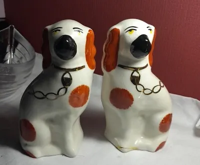 Buy Staffordshire 'Arthur Wood' Mantle Dogs With Bronze Coloured Detail H=14cm • 5£