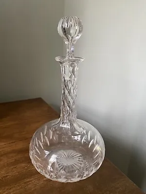Buy ANTIQUE Edwardian Clear Cut Glass Wine Decanter • 20£