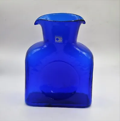 Buy Blenko Cobalt Blue Art Glass Double Spout Water Jug Bottle Carafe Handmade Blown • 47.94£
