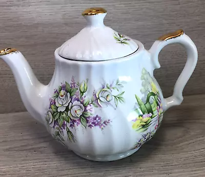 Buy Vintage Cottage Ceracraft Teapot White  Floral Flower Tea Pot Made England 2 CUP • 8.90£