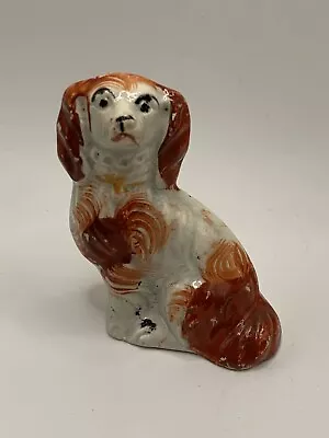 Buy Victorian STAFFORDSHIRE Pottery SPANIEL Dog Figure 19th Century, Red & White  • 26.99£