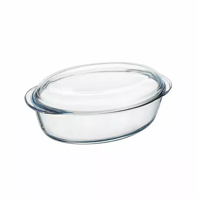 Buy Pyrex Essentials Glass Oval Casserole Dish With Lid 3L - Transparent • 14.84£