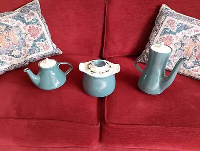 Buy Trio Poole Pottery Tureen,coffee Pot,tea Pot Teal Twintone • 35£