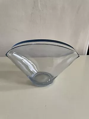 Buy Vintage Sowerby Blue Art Glass Folded Posy Bowl Ashtray S 2761 Mid Century • 5£